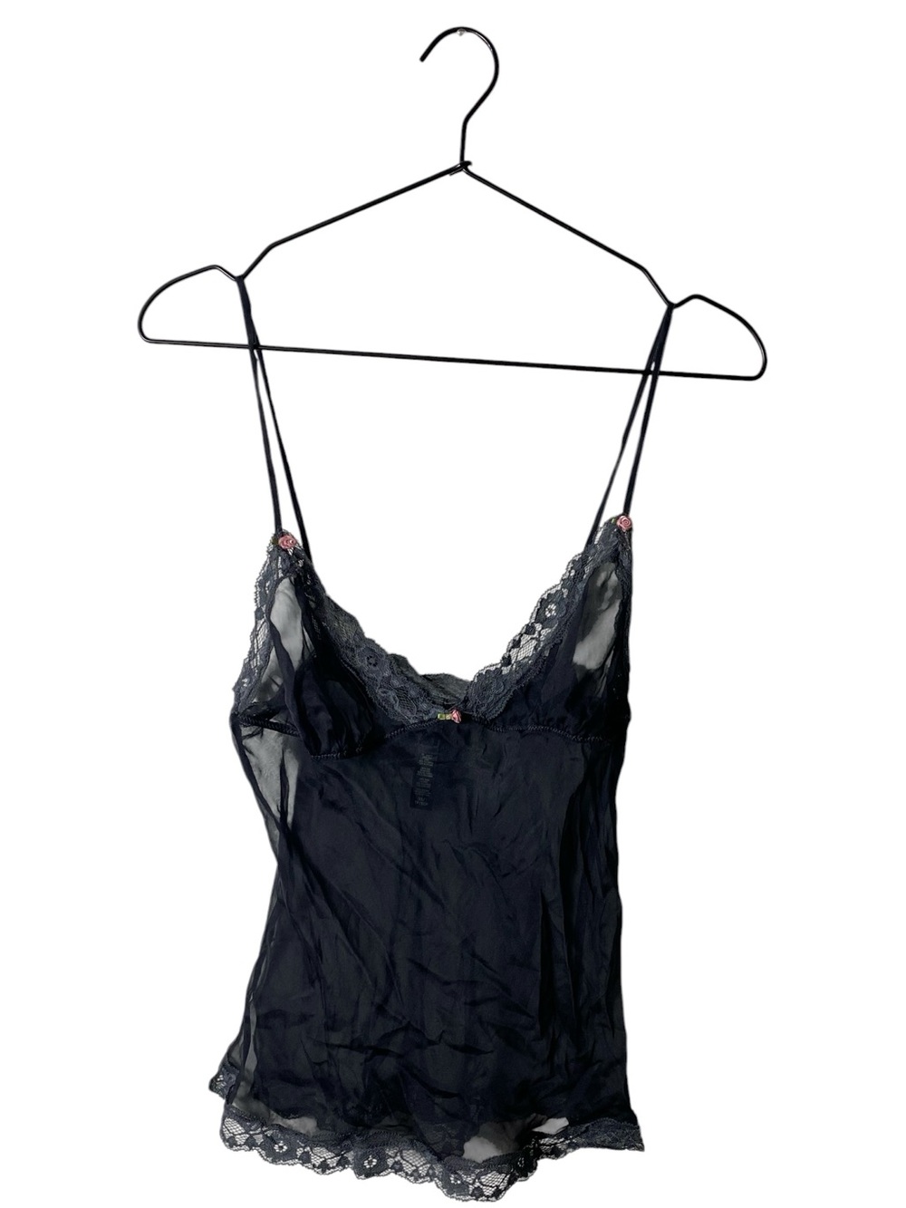 SKIMS Romance Lace Triangle Cami Top Black Onyx